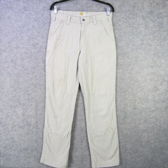 Carhartt Pants Mens 32x32 Khaki Relaxed Fit Carpenter Utility Workwear Canvas - Picture 1 of 14